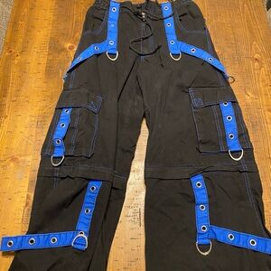 Tripp NYC Black Cargo Pants with Blue Straps
